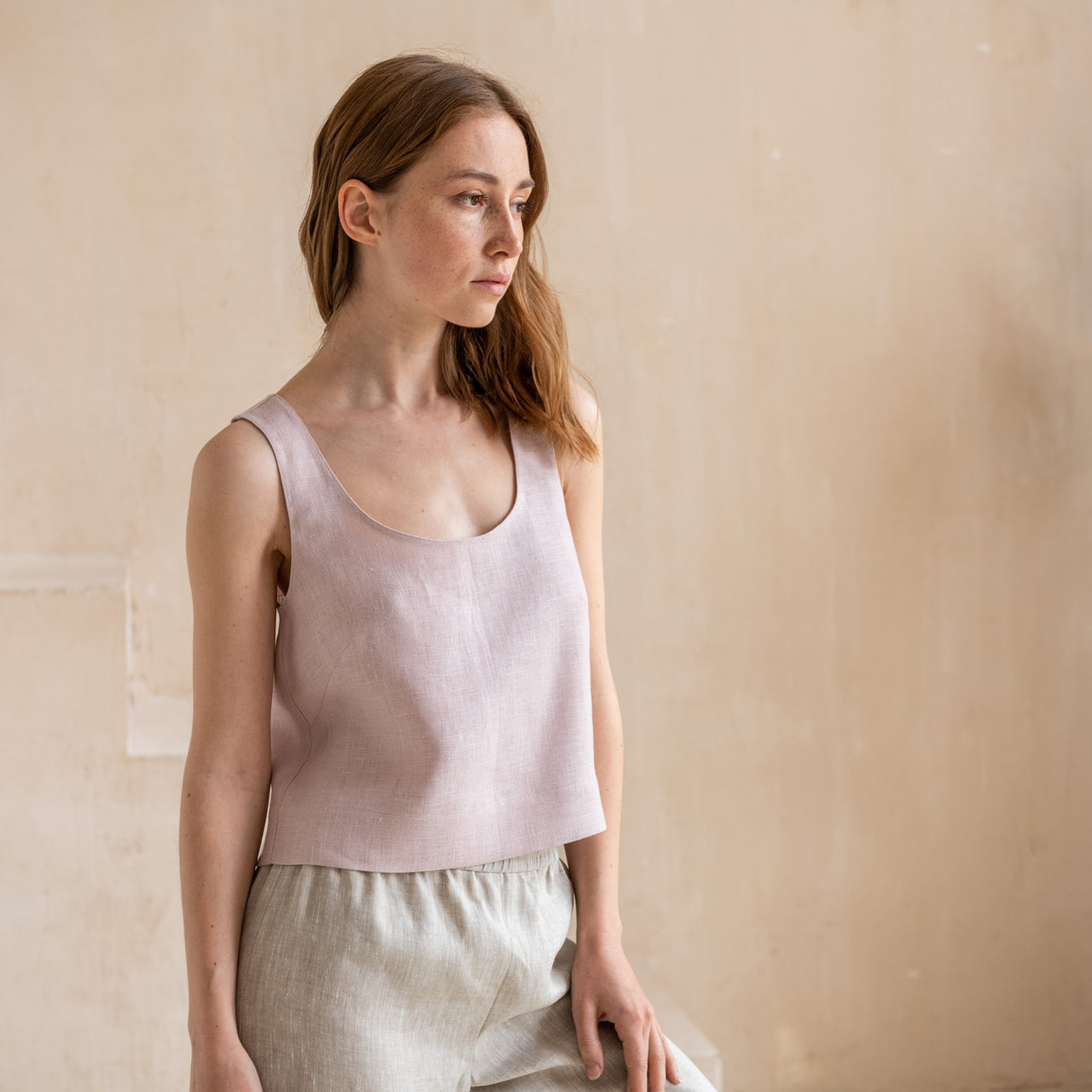 Linen Tank Top Cropped
