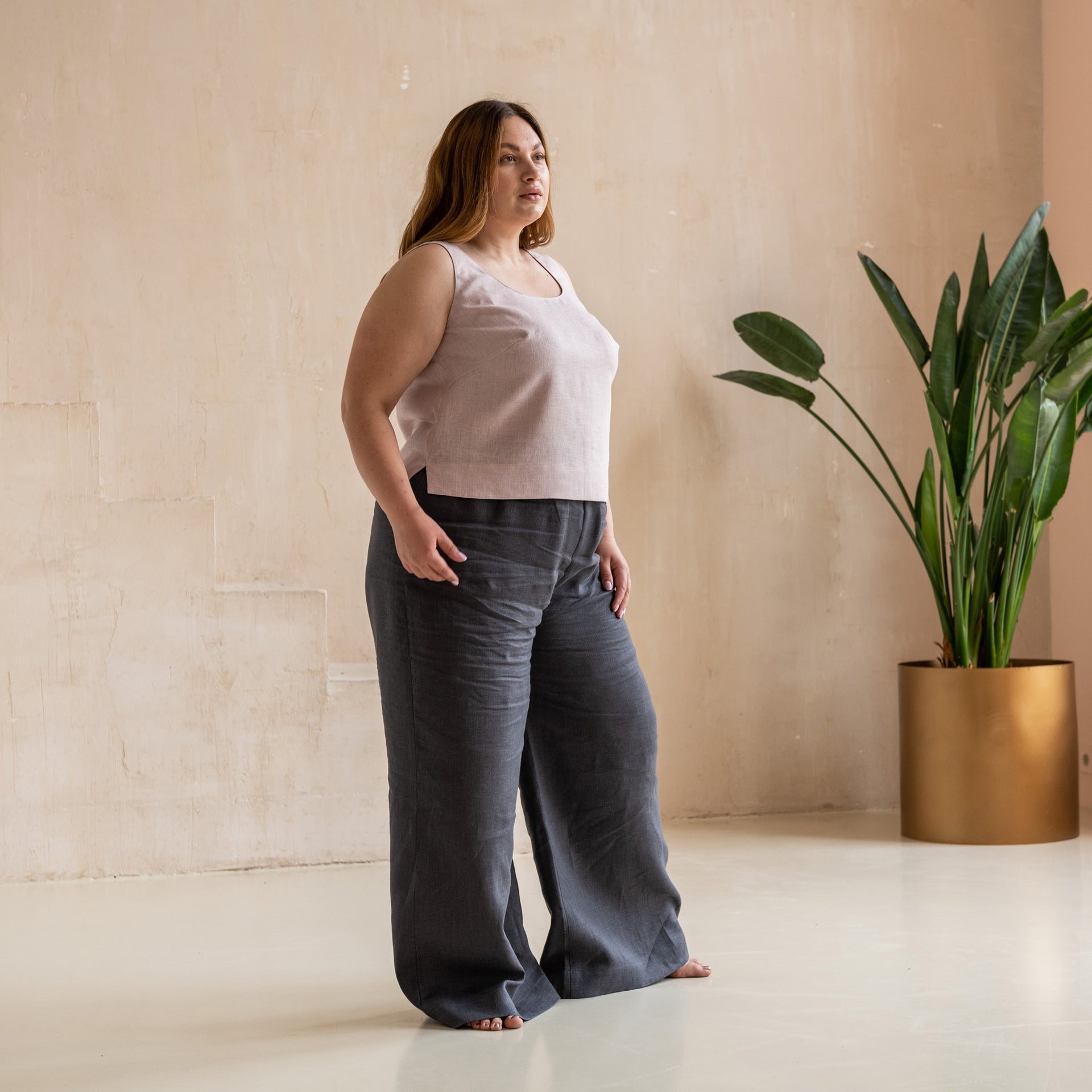 Wide-leg Linen Pants with an Elastic Waistband - Comfy and Breathable