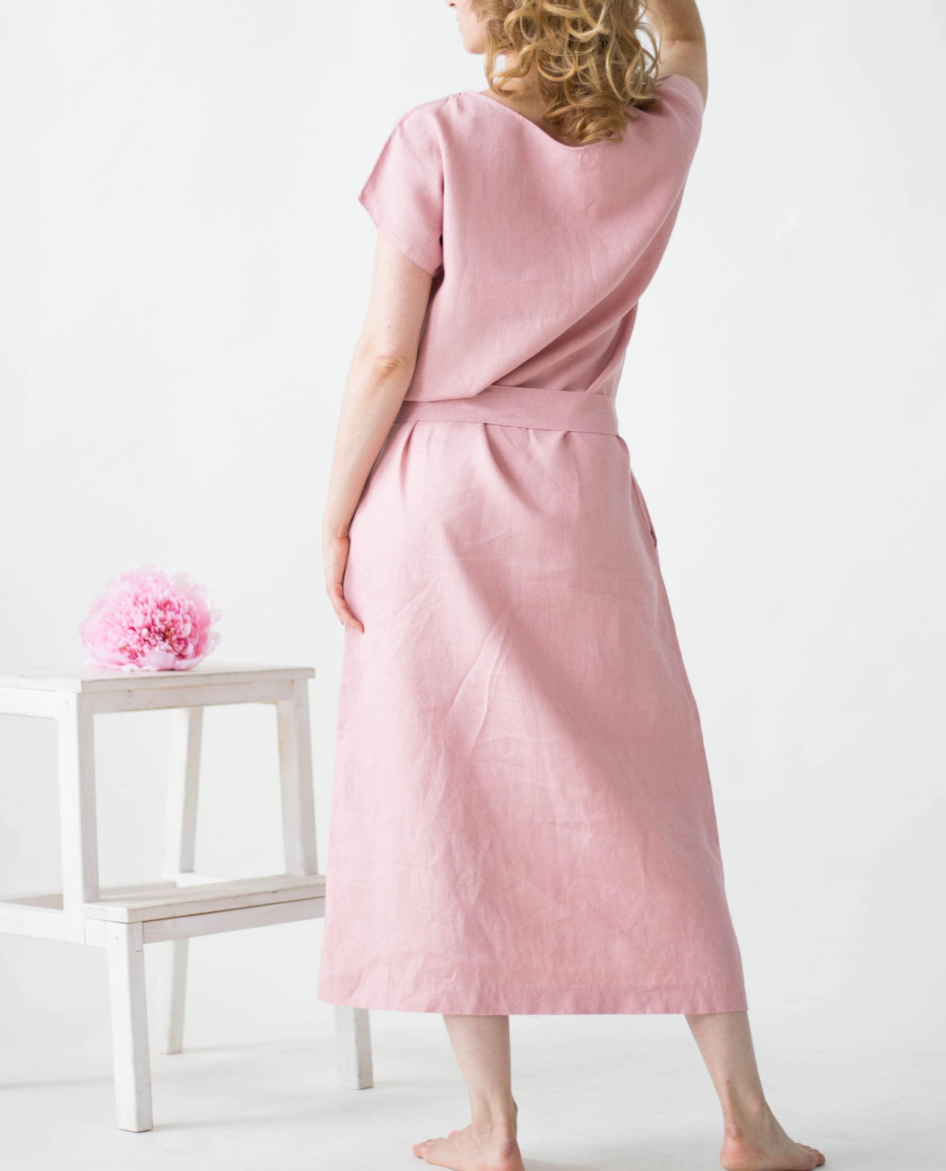 Dusty Rose Linen Dress - Loose Summer Women Dress - Linen Long Tunic Dusty Rose Linen Dress - Loose Summer Women Dress - Linen Long Tunic