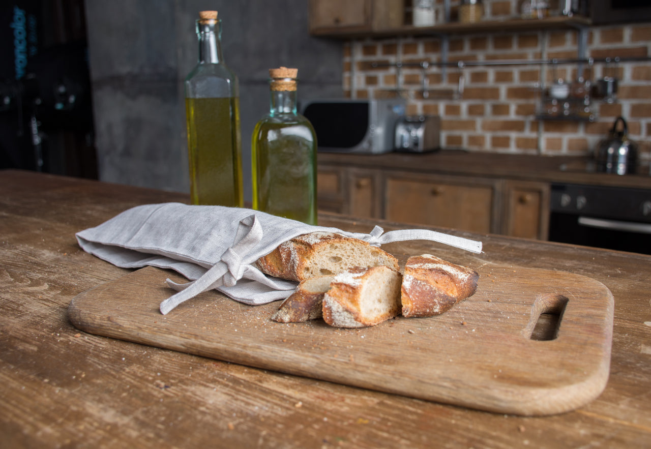 Natural Linen Bakery Bag - Bread and Baguette Bag - Kitchen Linen