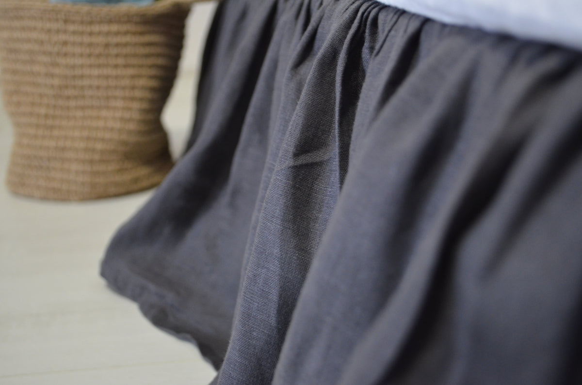 Linen Bed Skirt With Ruffles - Custom Sizes & Colors: Gray, White & More