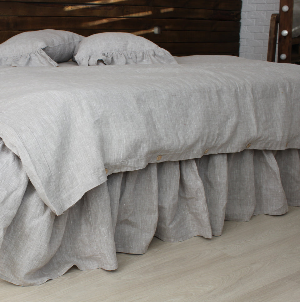 Linen Ruffles Color Linen Bed Skirt With Ruffles - Custom Sizes & Colors: Gray, White & More