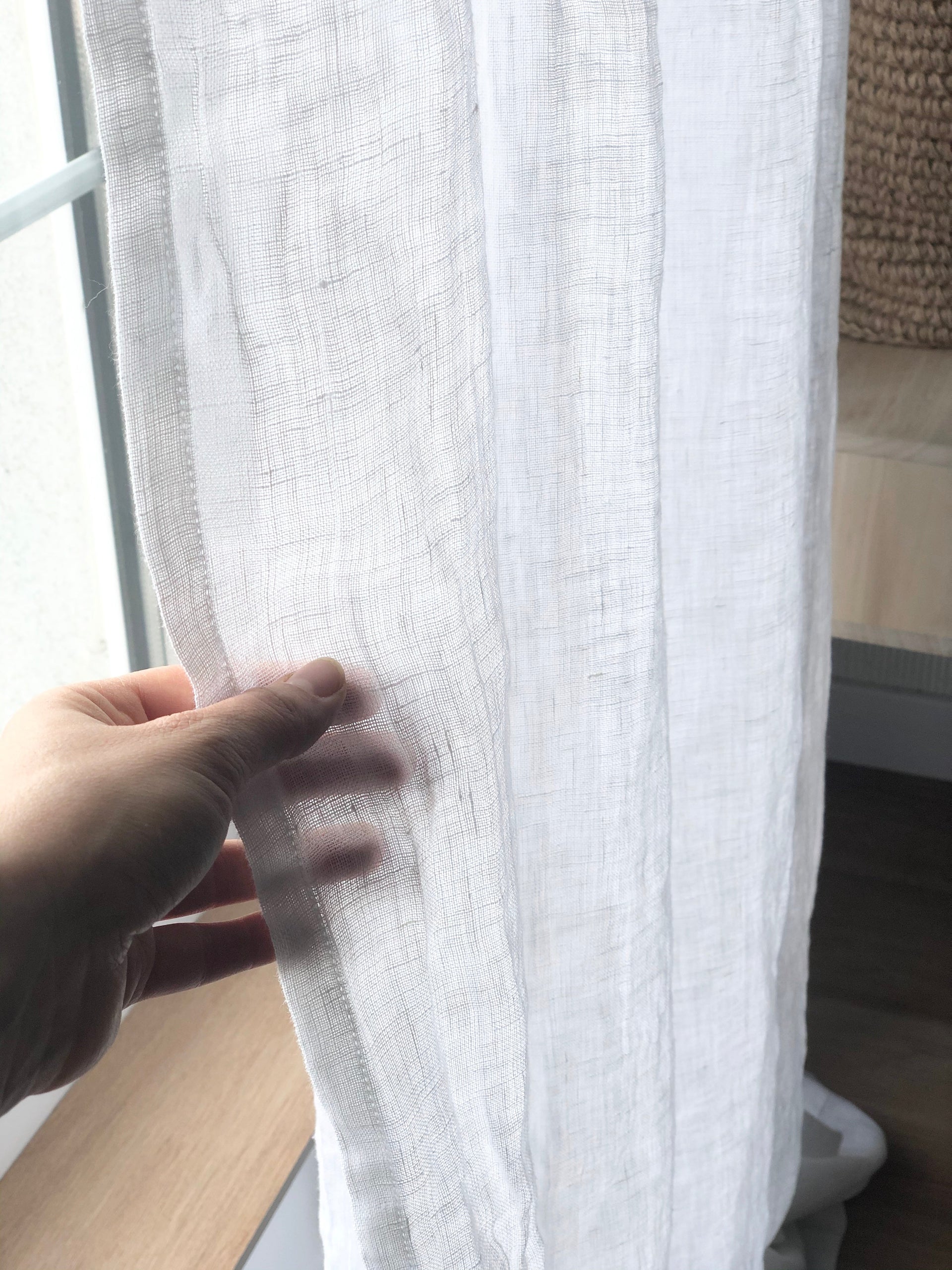 Grommet Linen Curtain Panel with Cotton Lining - Linen Window Treatments -  Eyelet Top Drapes