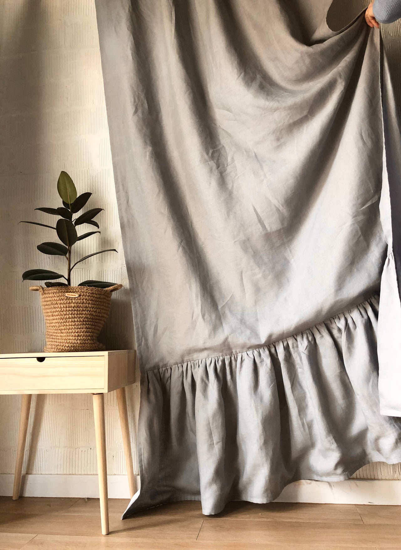 Linen Blackout Curtains, Color: Dim Grey