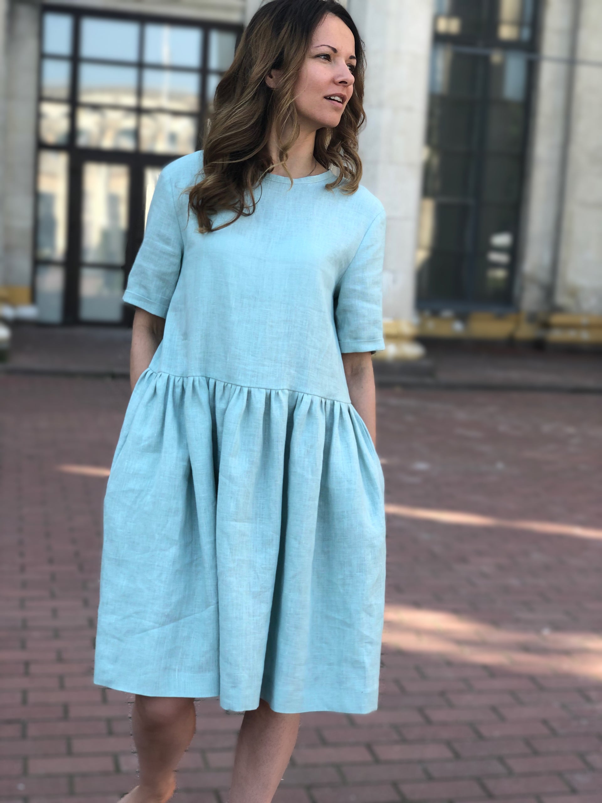 Linen Dress with Pockets