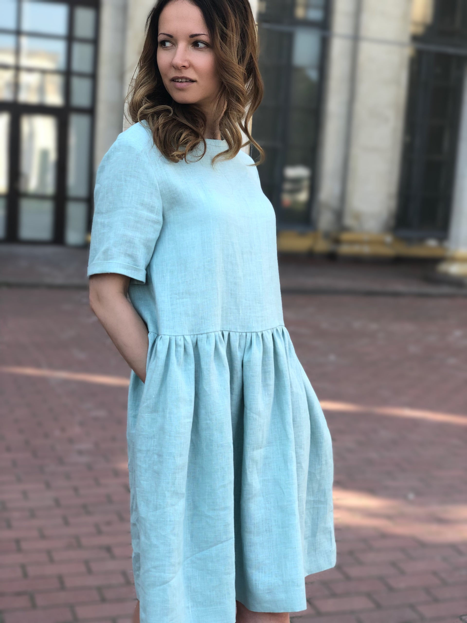 Linen Dress with Pockets - Short Sleeves Linen Dress - Oversize Linen Dress XXL Linen Dress with Pockets - Short Sleeves Linen Dress - Oversize Linen Dress XXL