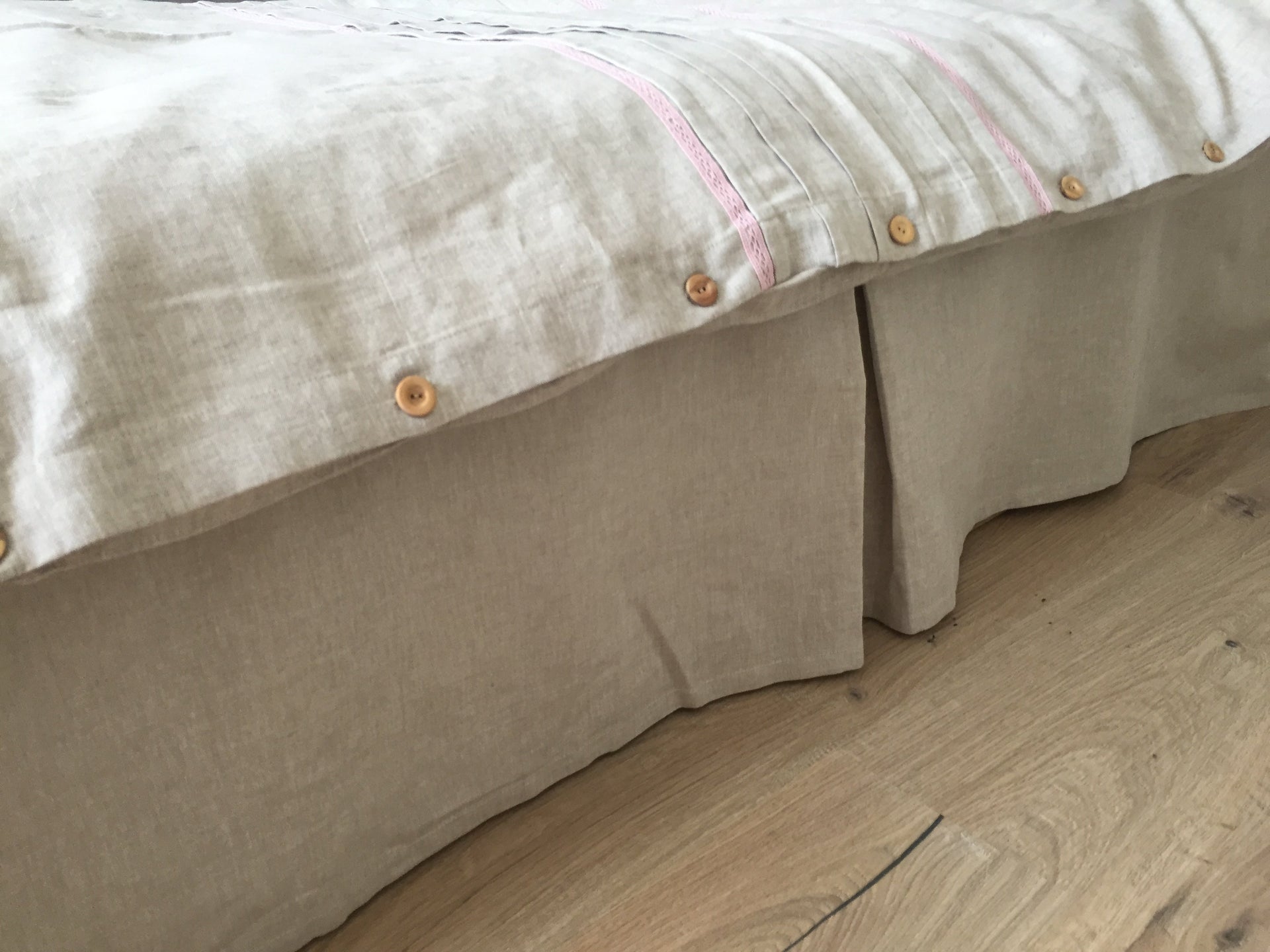 Natural Linen Bed Skirt with Cotton Lining
