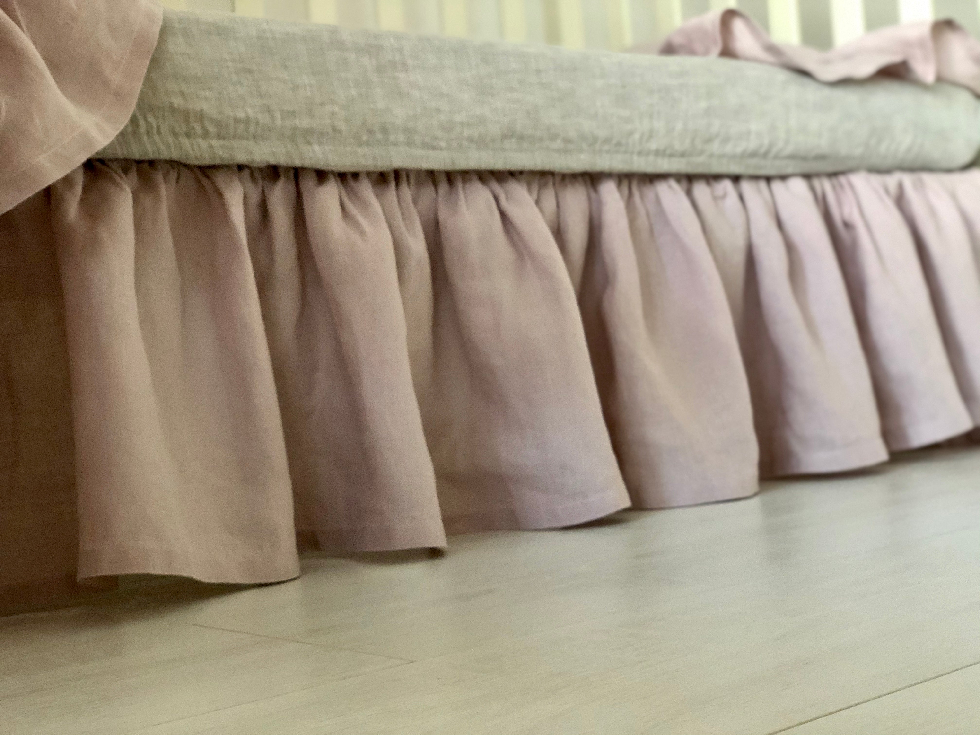 Burlap Crib high quality Skirt with Ruffle