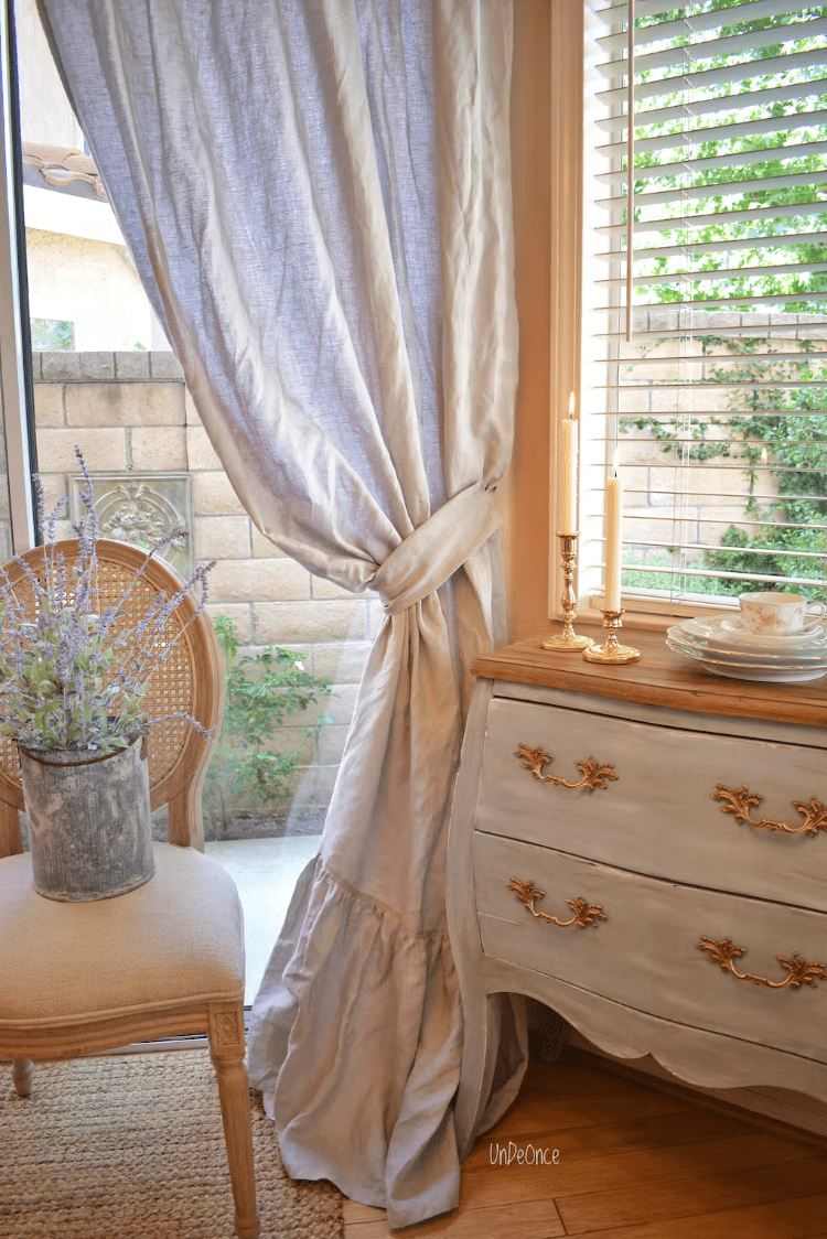3H Linen Ruffled Curtain Panel