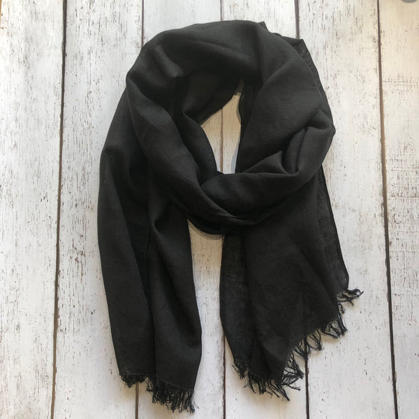 Black linen scarf patched linen shawl boro linen scarf long store linen scarf men's linen scarf women's linen scarf flax bohemian raw boho gothic