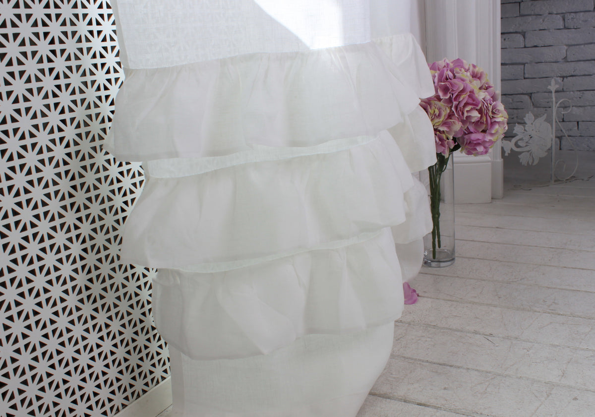 Linen Ruffled Curtains Ruffles - Rod Pocket Top - 49'' Width, Custom ...