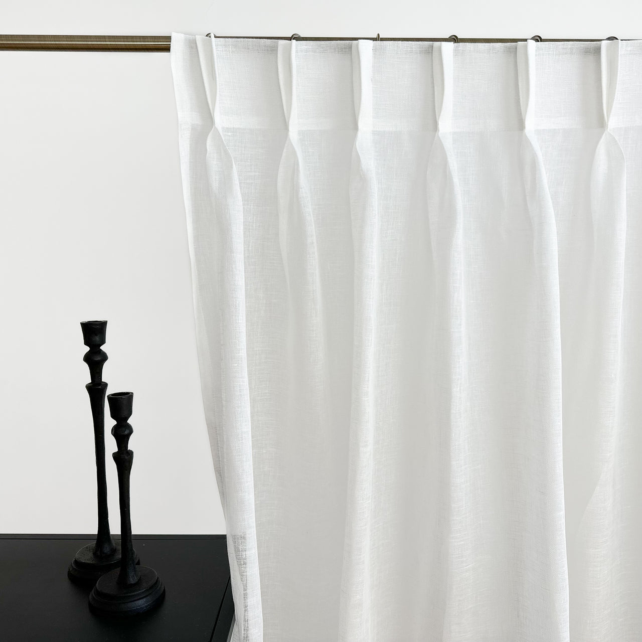 Double Pinch Pleat Sheer Curtain, Color: Off-White 