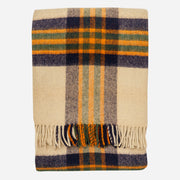 Wool Throw Blanket with Patterns - Pure Soft Brown Sheep Wool Blanket