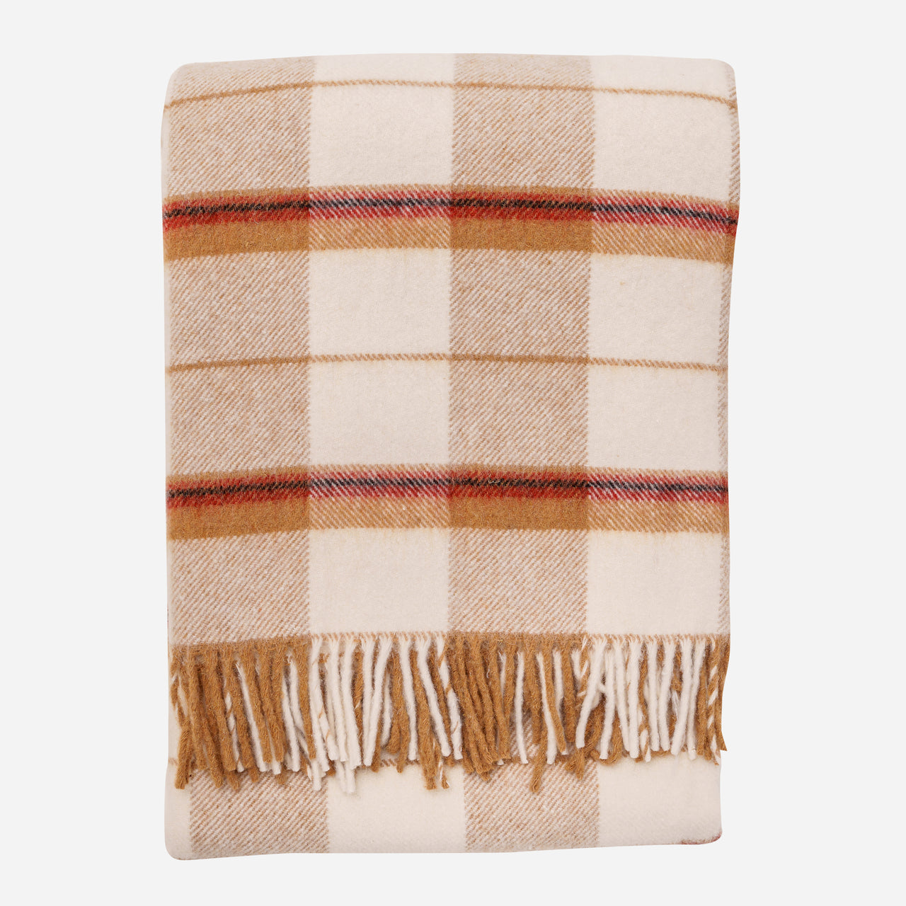 Throw Blanket with Brown Patterns - 100% Pure Sheep Wool Blanket