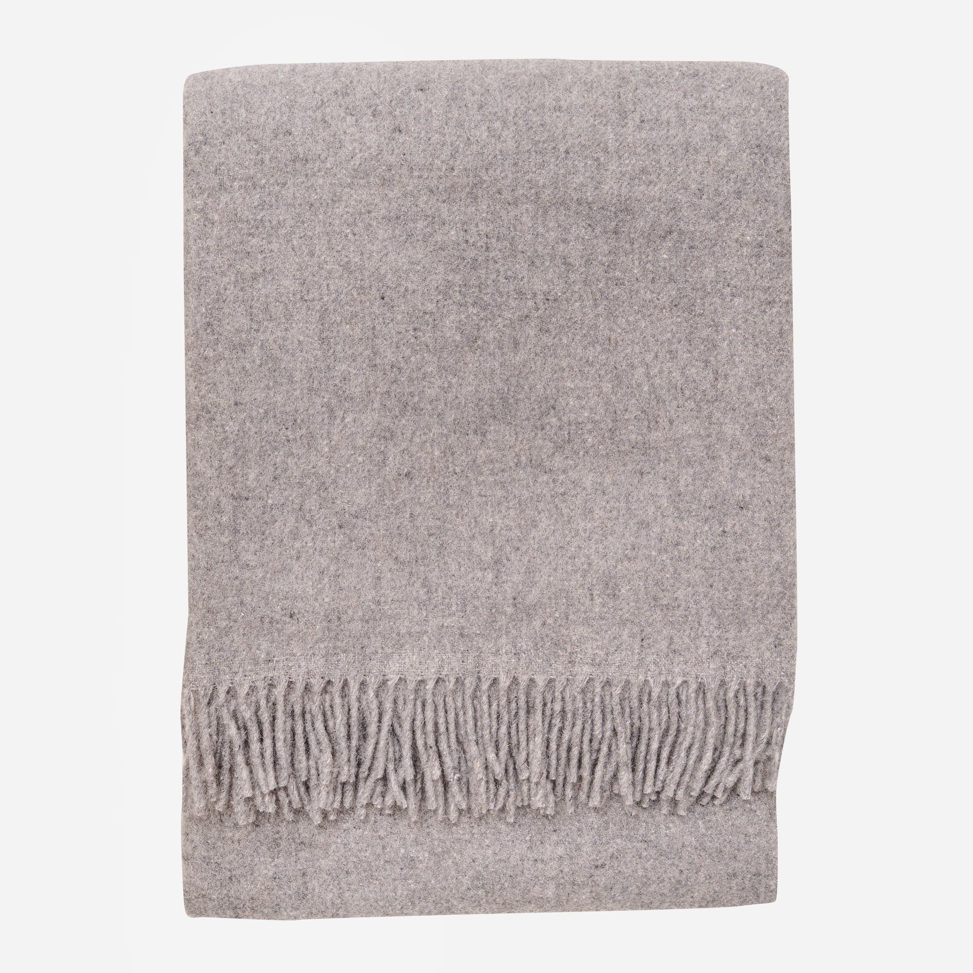 Classic Gray Wool Blanket - Pure Soft Sheep Wool Blanket with Fringes