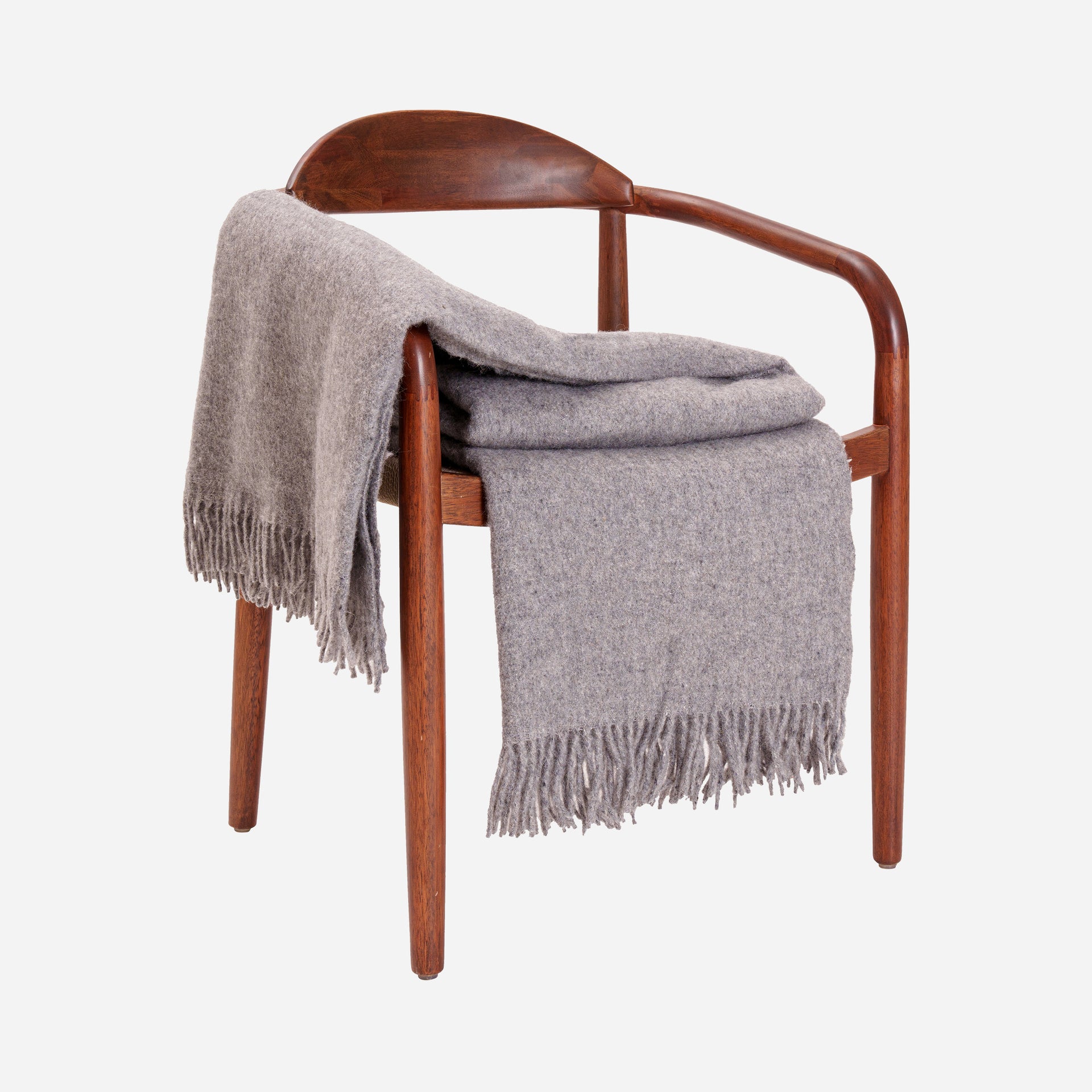 Classic Gray Wool Blanket - Pure Soft Sheep Wool Blanket with Fringes