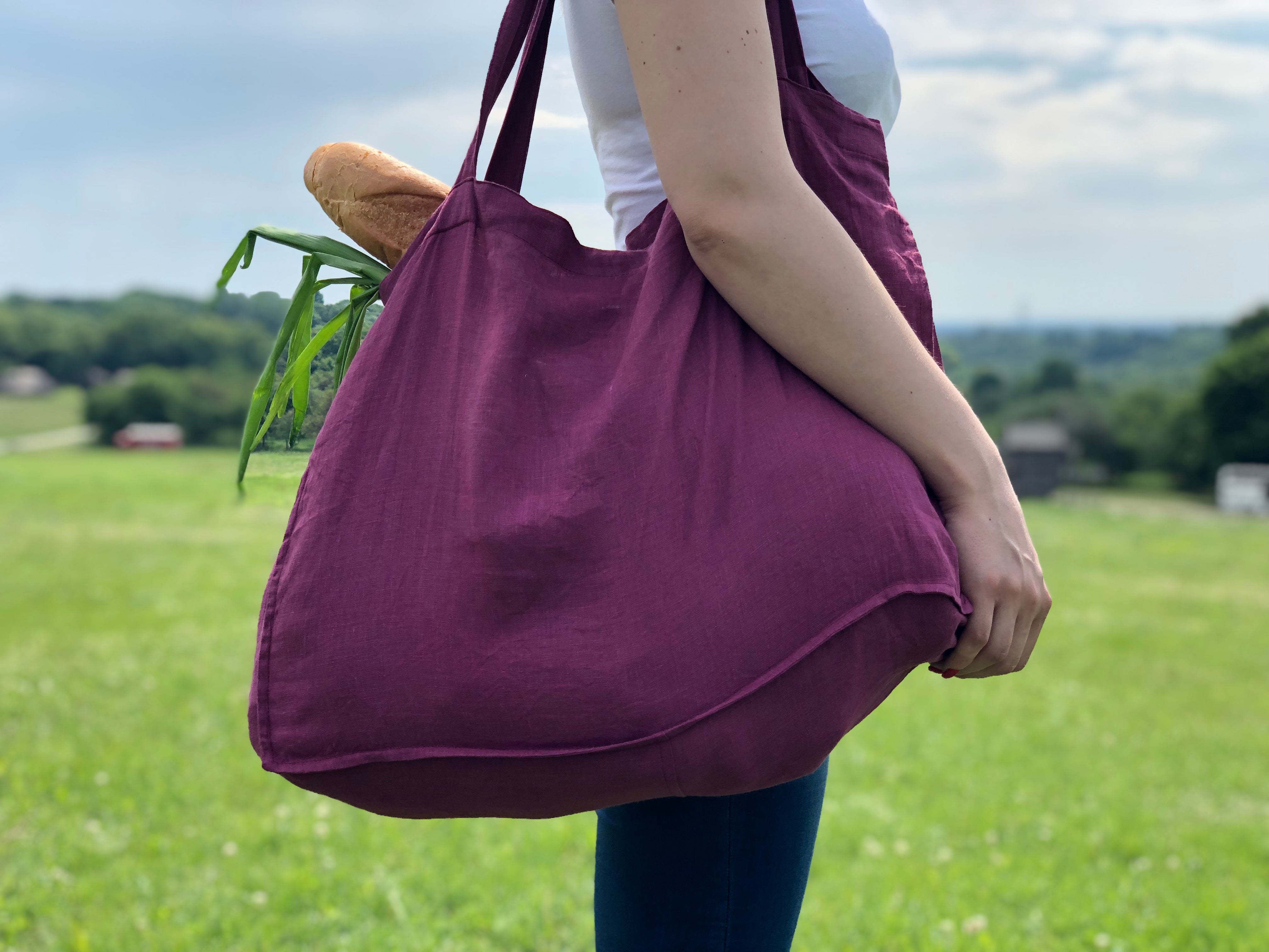 Large linen 2025 tote bag