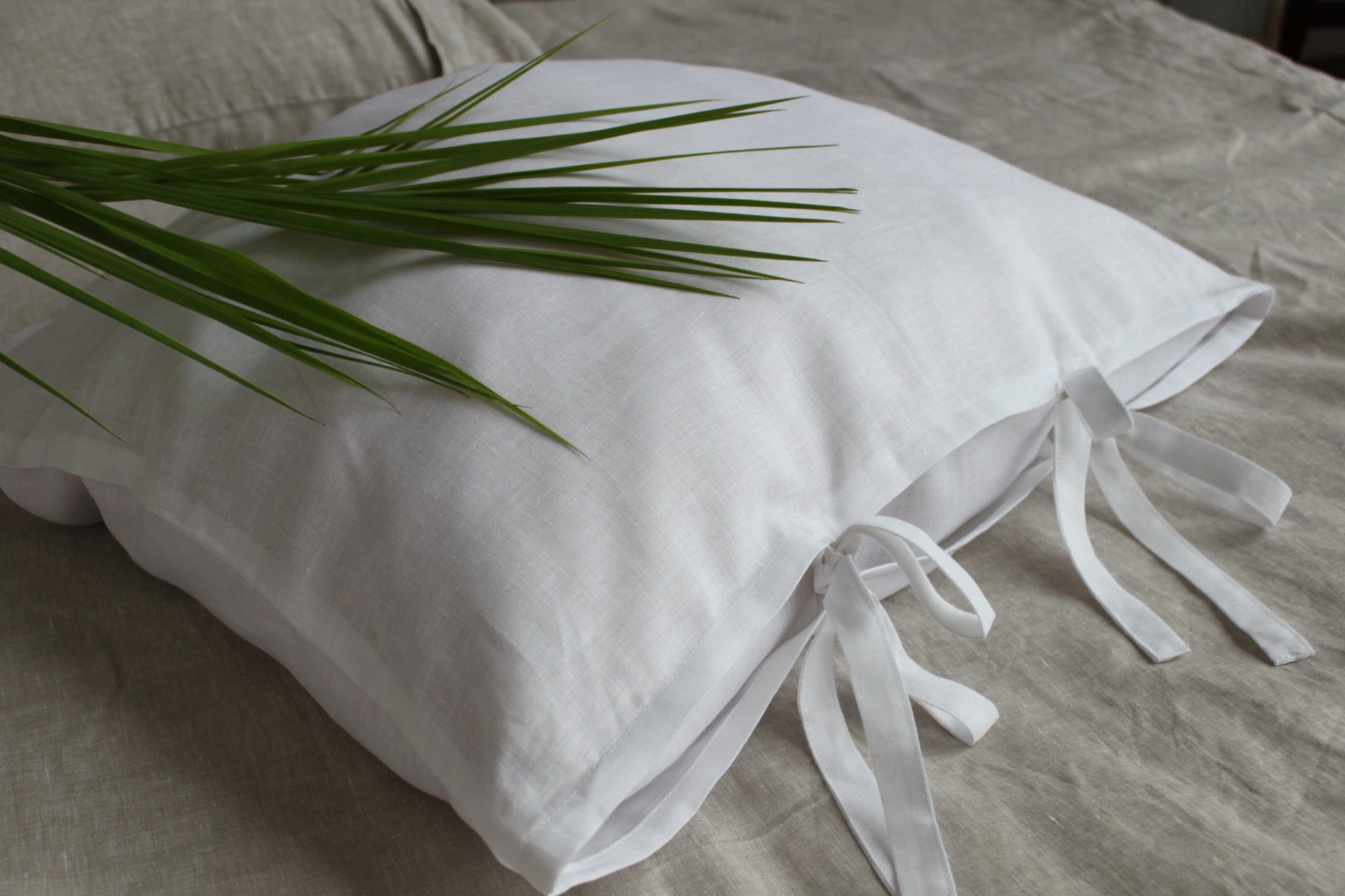 Natural Linen Pillow Sham with Ties - Standard, Queen, King, Euro Size