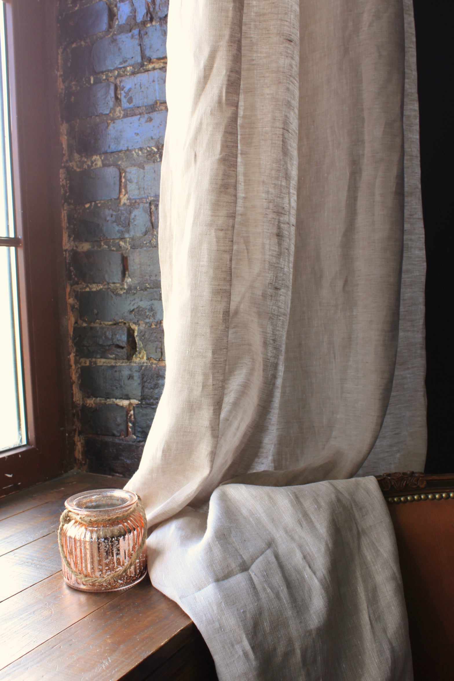 Linen Tab Top Curtain Panel with Custom Lining: Blackout, Cotton, or  Without Lining