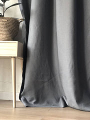 Linen Blackout Curtains, Color: Charcoal