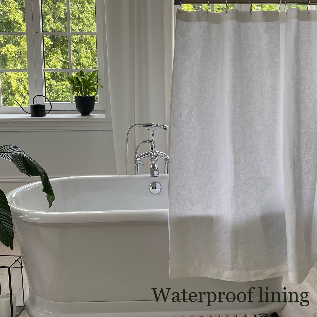 Waterproof Linen Shower Curtain Simple Linen Bathroom Panel 3HLinen Inc