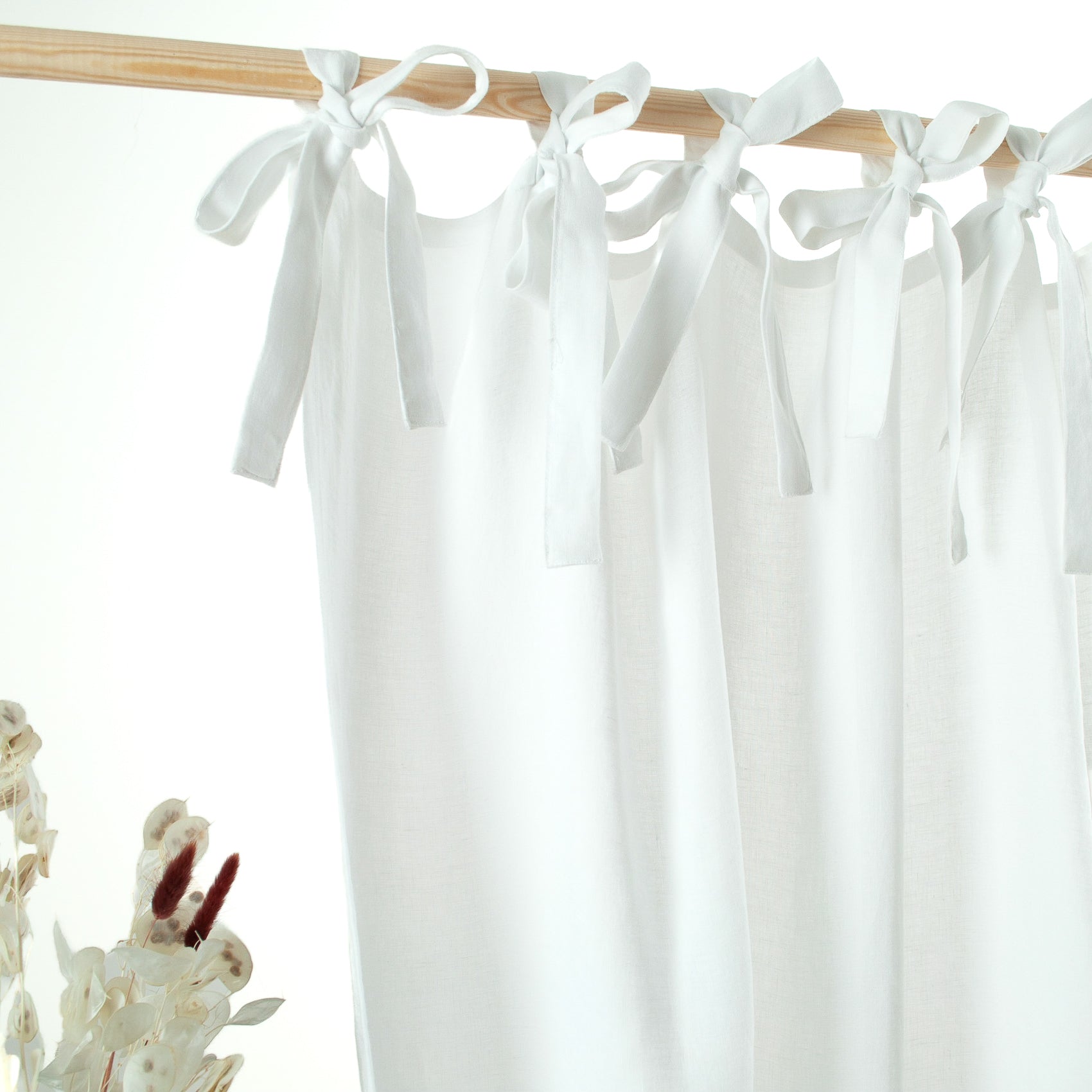 Linen Top Tie Curtain Panel - Custom Width, Custom Length